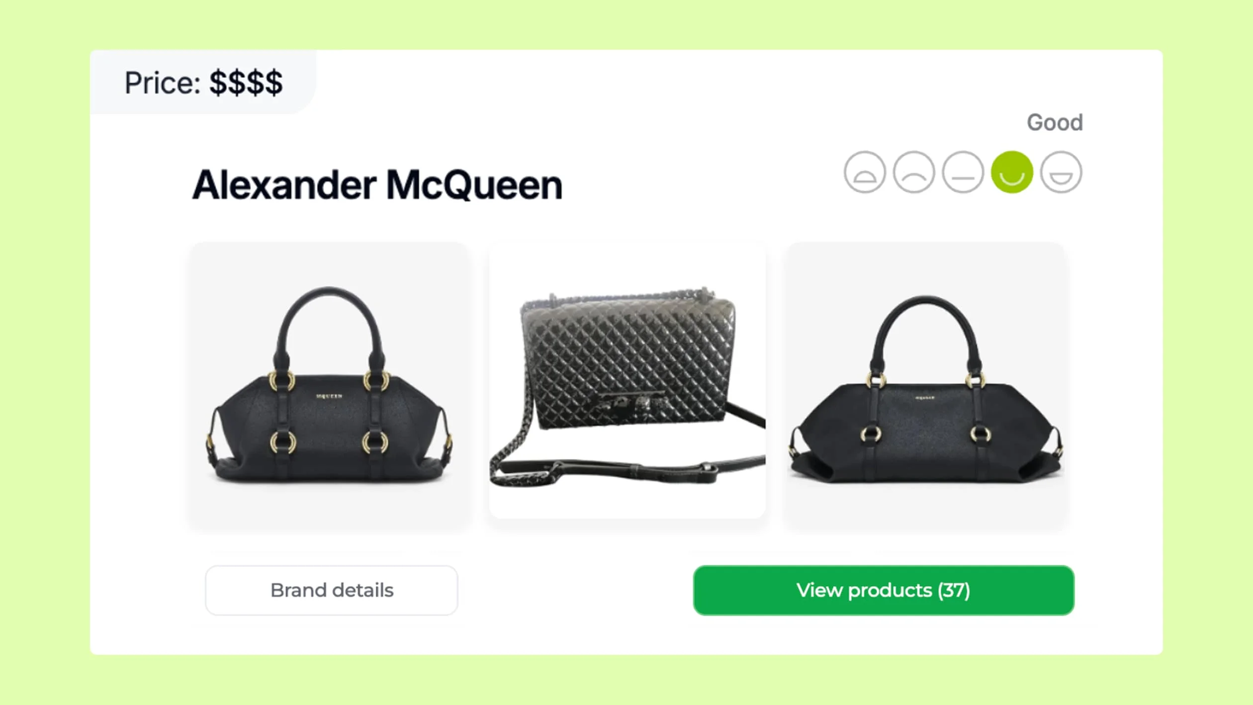 Alexander McQueen handbags - A luxury brand with a 'Good' sustainability rating on Aloto