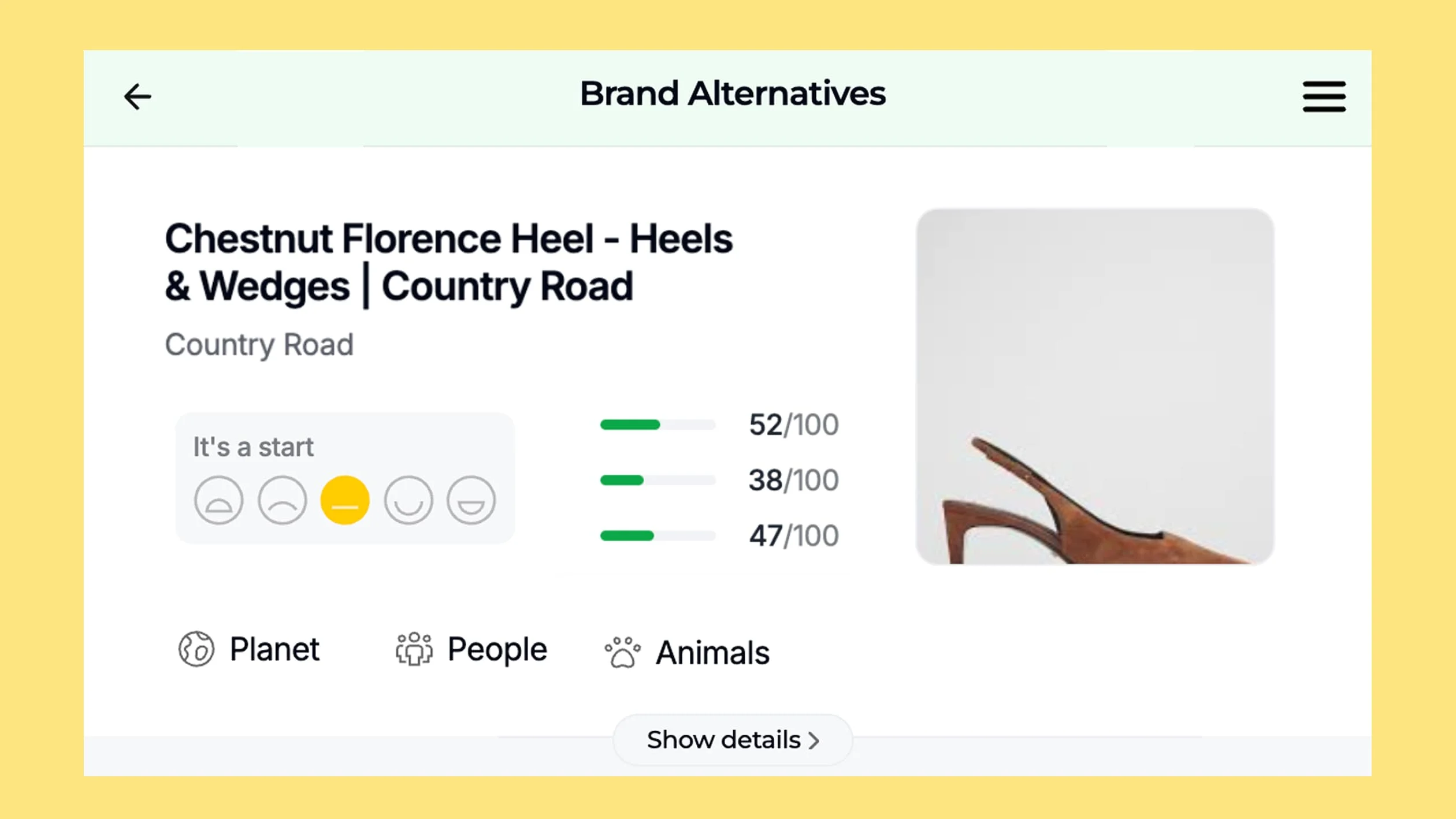 Country Road Florence Heel - An 'It's a start' sustainability rating from Aloto