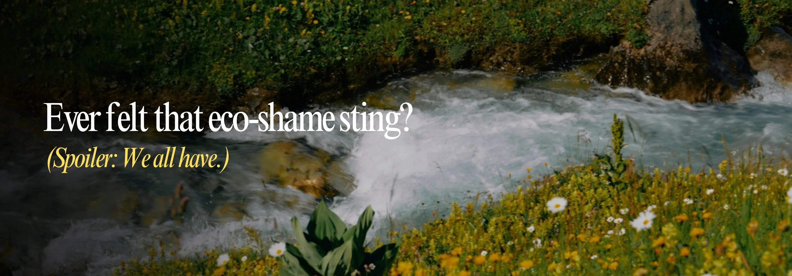 A person looking contemplative, surrounded by eco-friendly products, reflecting on feelings of eco-shaming.