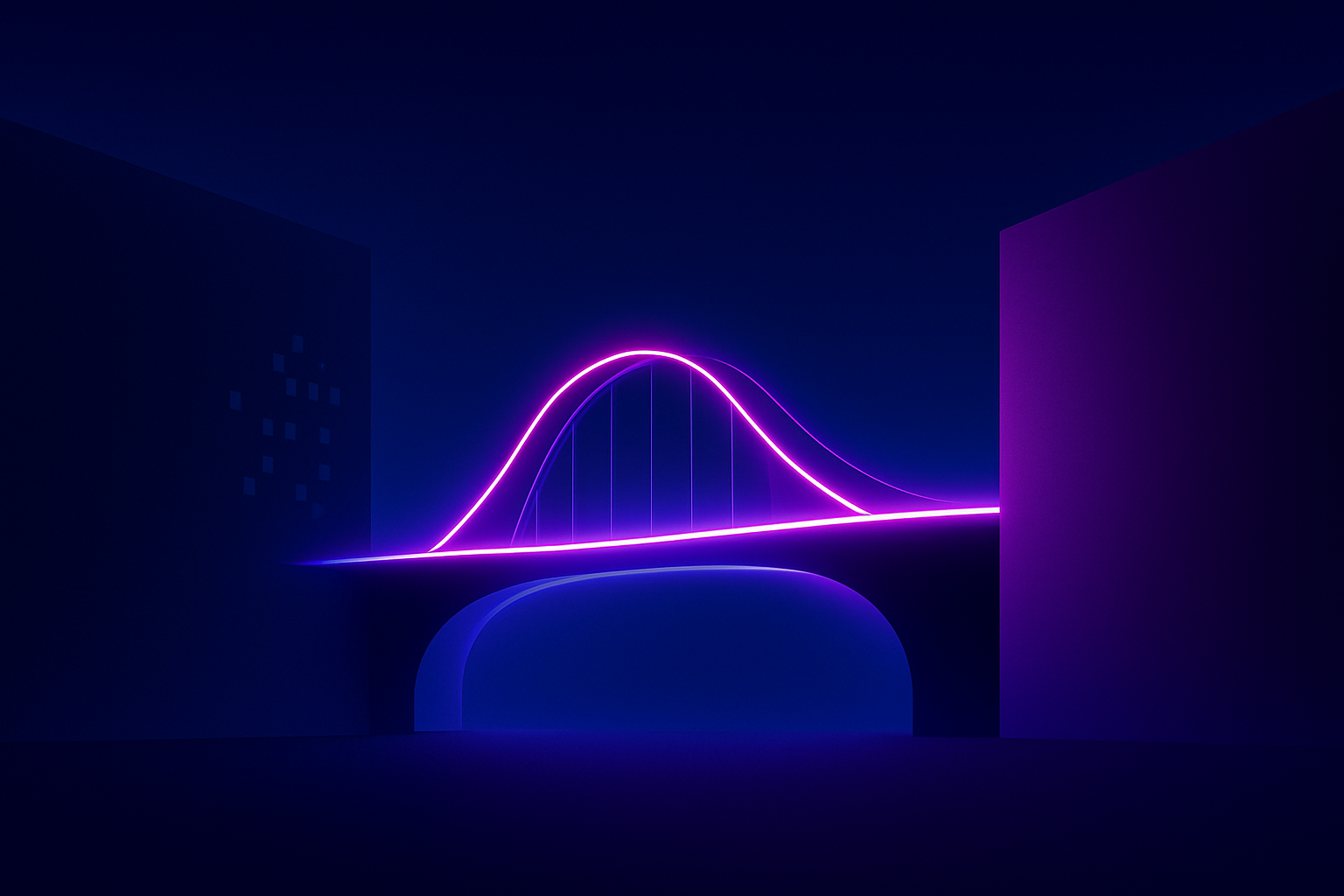 GameSpace collaboration graphic showing a neon bridge symbolising games connecting with other sectors