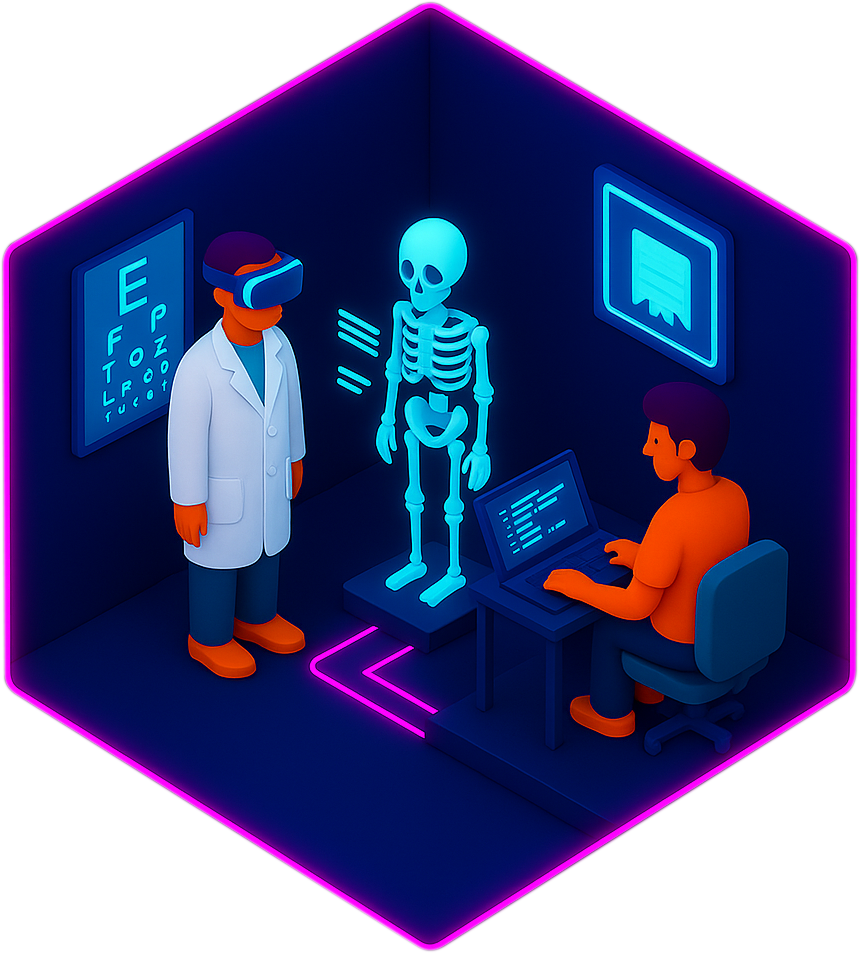 GameSpace collaboration illustration showing healthcare and games professionals working together