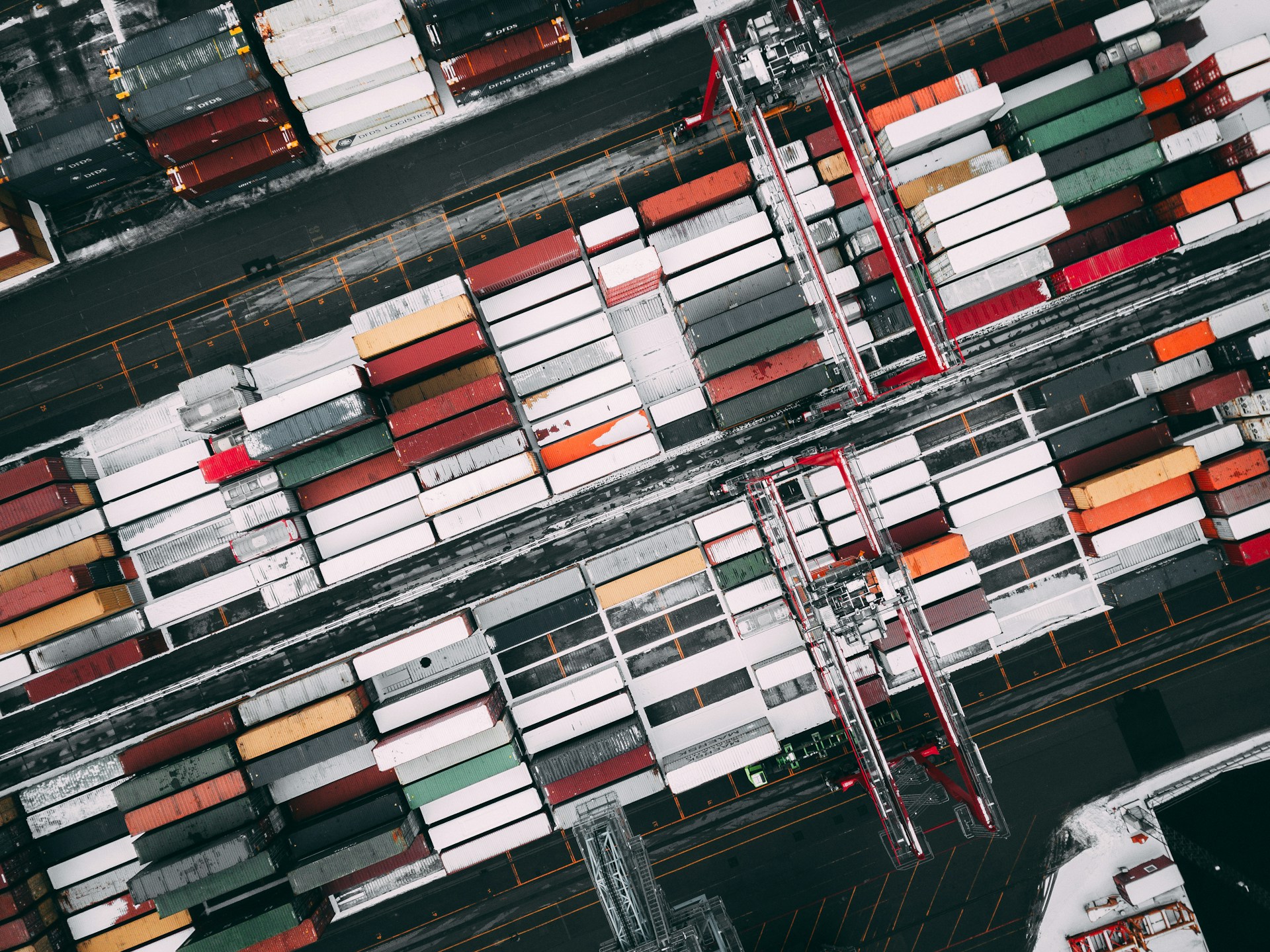 Top view of cargo containers