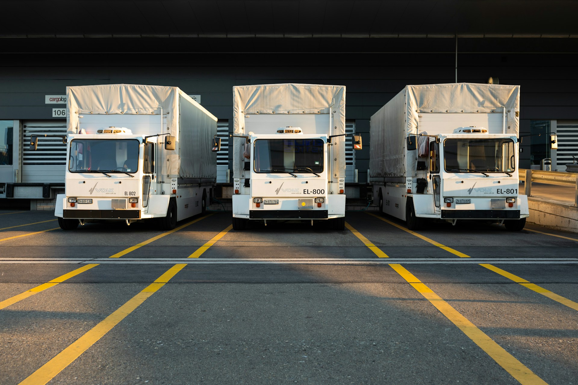 3 trucks in a front view