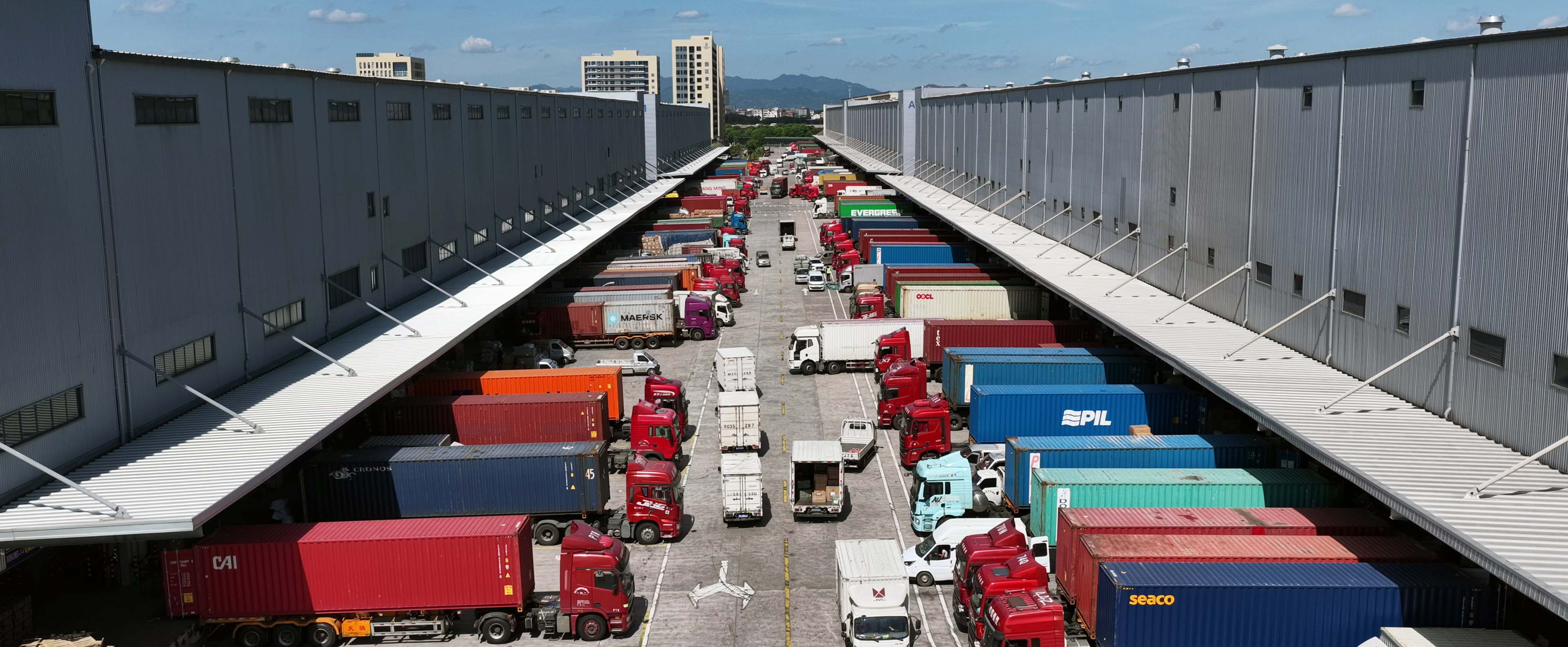 Top view of truck parking