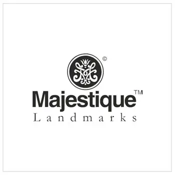 Majestique Landmarks logo with stylized 'M' design inside a circle above the text.
