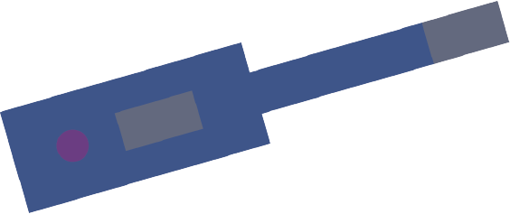 Blue digital smart thermometer with display screen and power button.