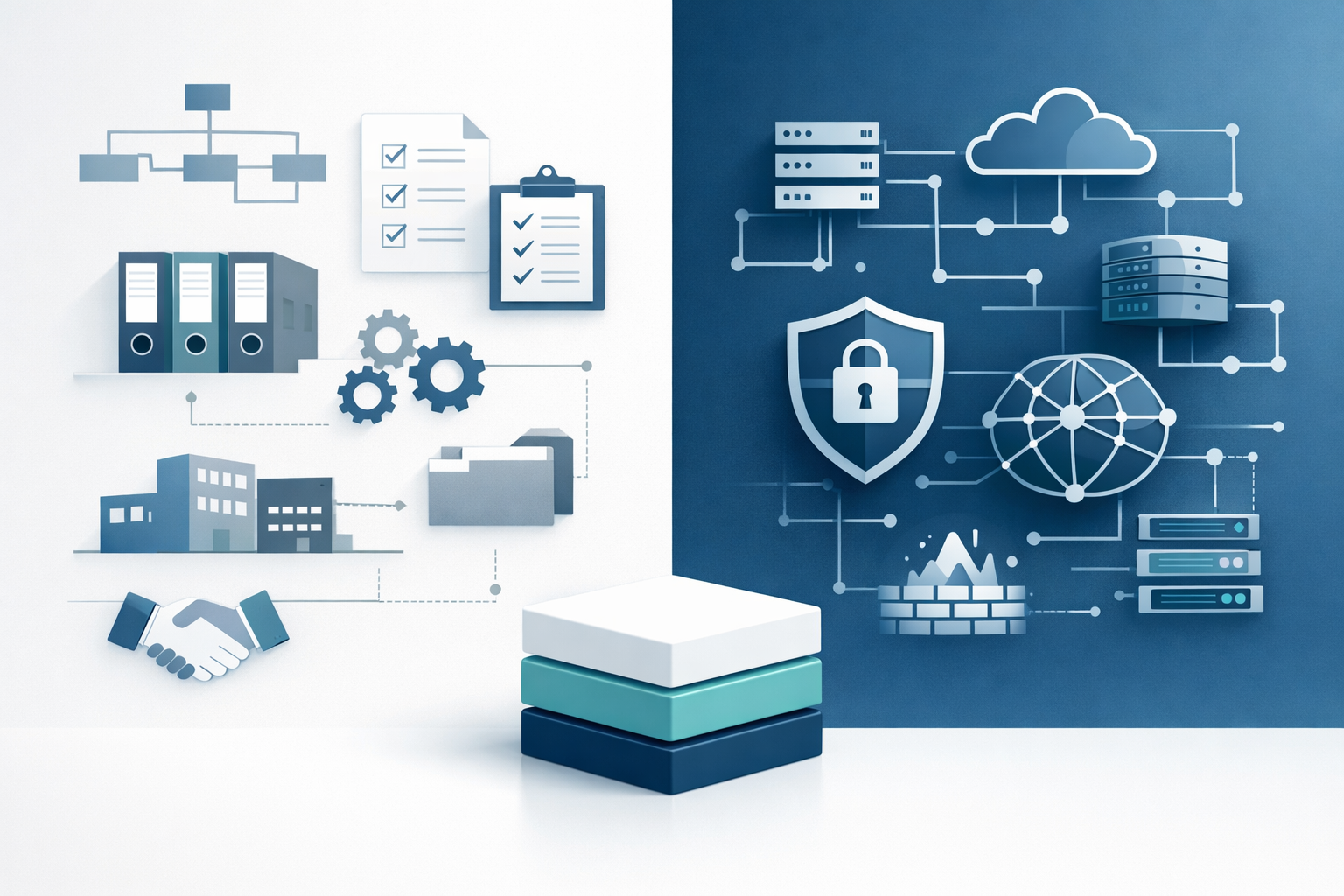 Grafik zur Abgrenzung von MaRisk (Nicht-IKT-Auslagerung) und DORA (IKT-Drittdienstleistungen) mit dreistufiger Institutsklassifizierung gemäß 9. MaRisk-Novelle