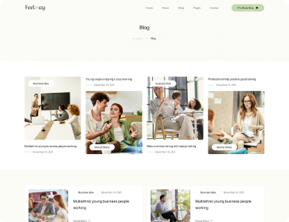 Website blog page showing diverse young professionals in office settings engaging in work and discussions.