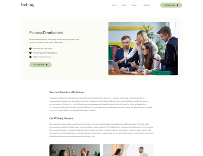 Four colleagues discussing ideas around a laptop in a modern office meeting room.