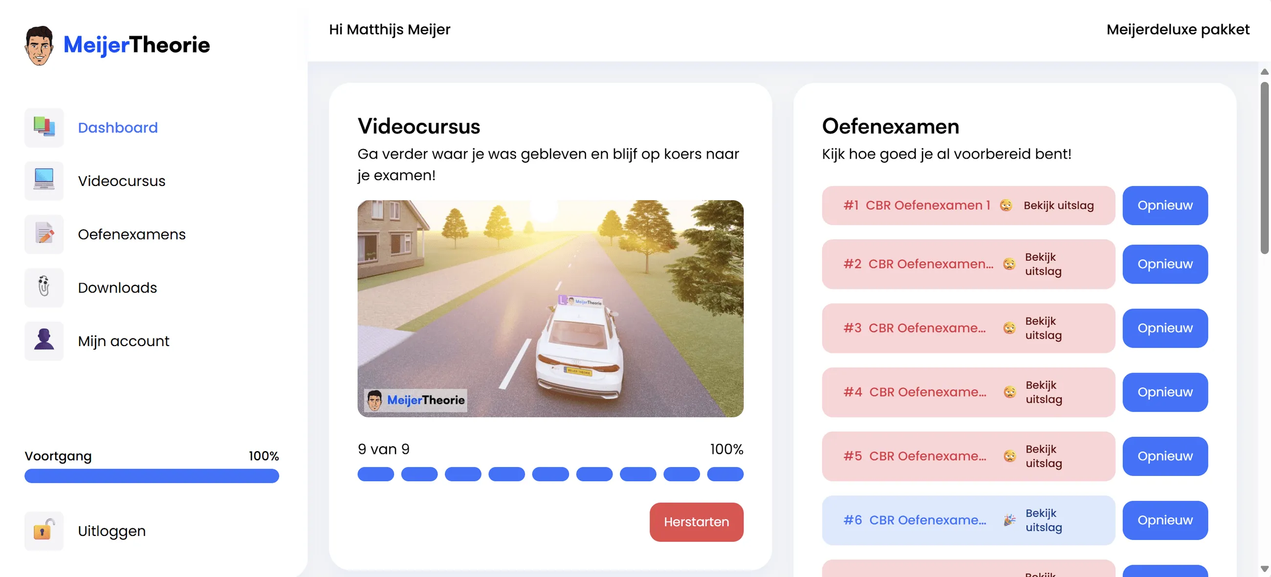 Voorbeeld theorie examen auto dashboard