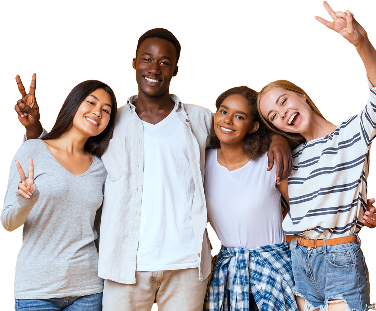 Groupe de 4 jeunes enthousiastes