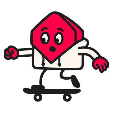 Bonhomme rouge sur un skateboard