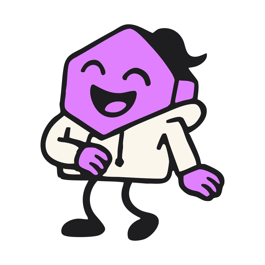 Bonhomme mauve riant