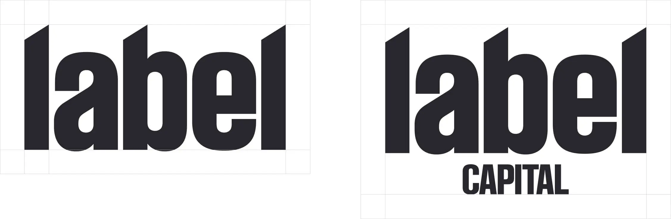 Two logos side by side; the left logo displays the word 'label' in bold black letters, and the right logo displays 'label' in bold black letters with the word 'CAPITAL' in smaller bold letters underneath.