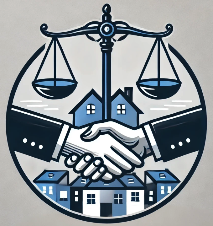handshake with scales and houses 