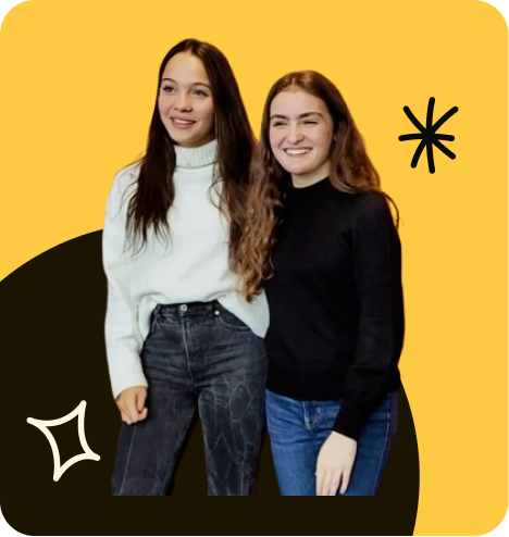 Ein Foto von zwei jungen Frauen, im Text darunter wird deutlich dass es Celina und Bersa, die Gründerinnen von JuniorJob sind.