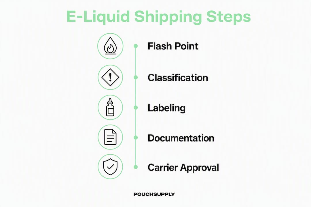Infographic depicting e-liquid hazmat shipping process