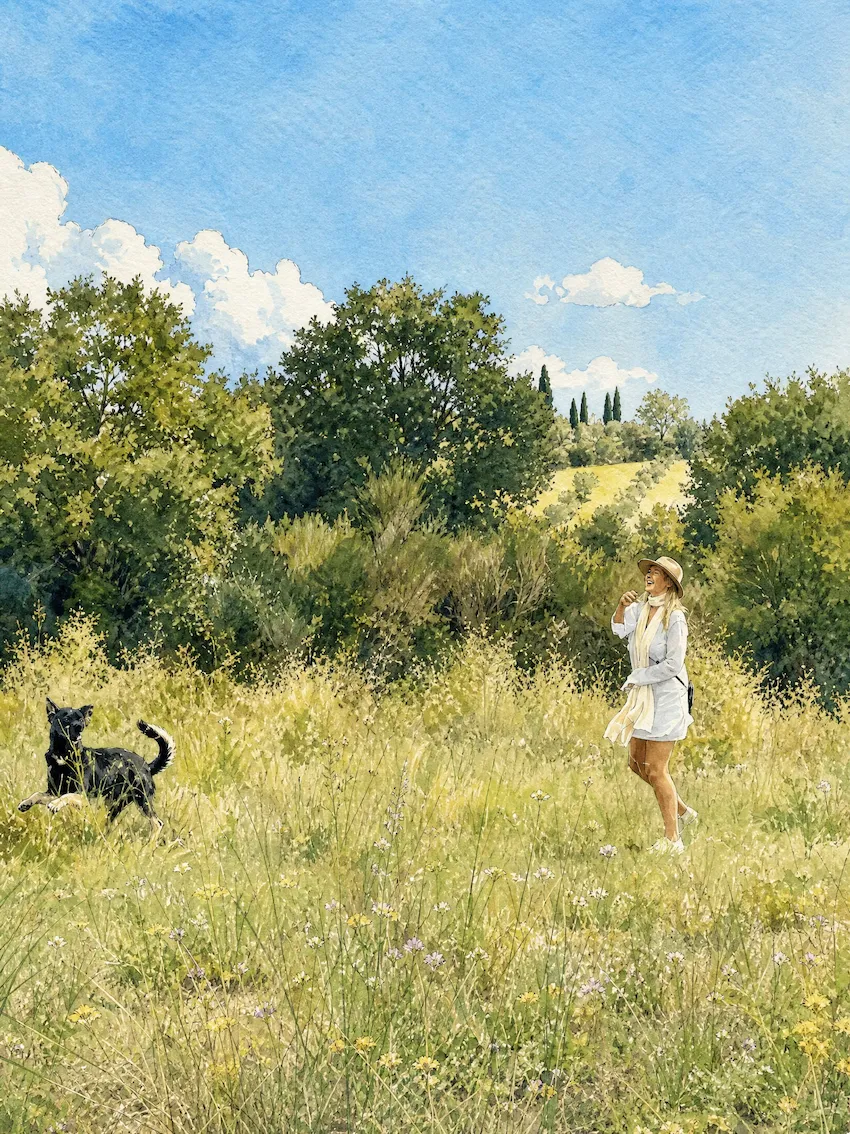 Quiet time in the meadow during a workshop at Dojo Bianco
