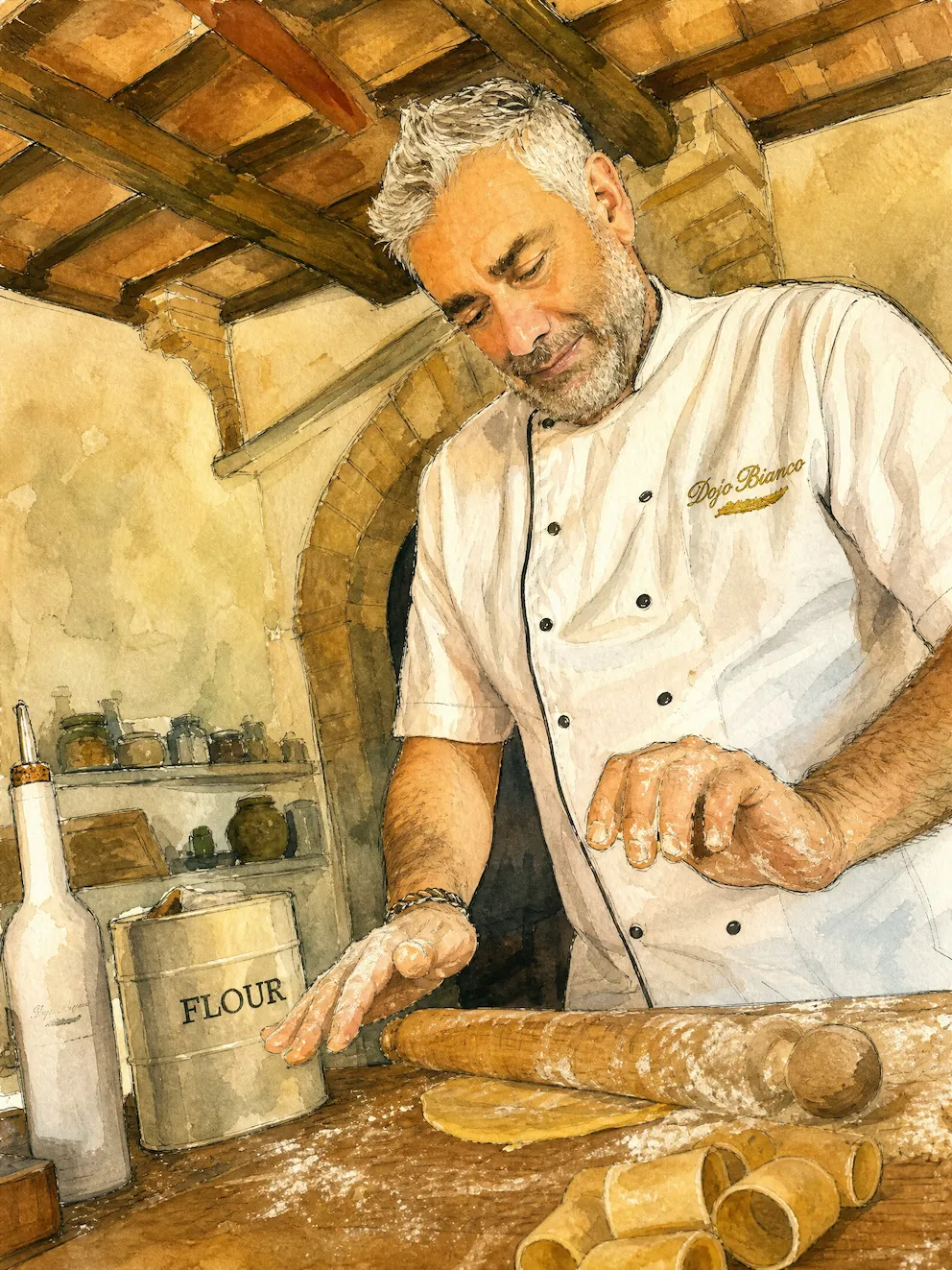 Dojo Bianco chef preparing fresh pasta in the kitchen