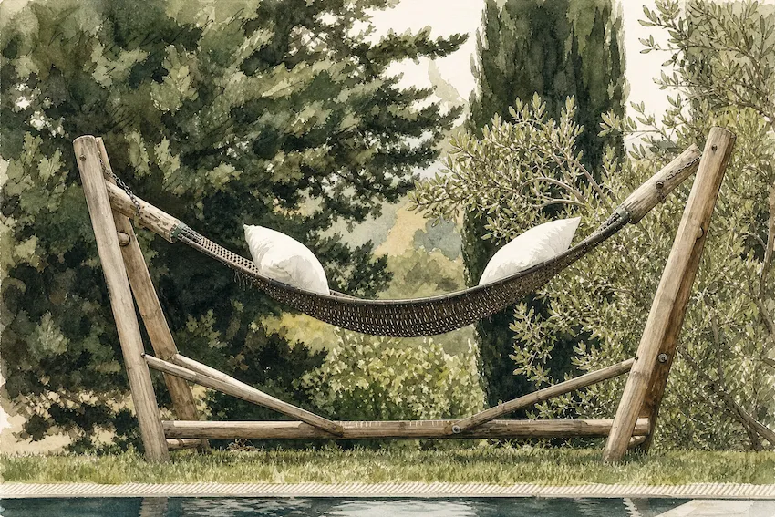Hammock among olive trees at Dojo Bianco