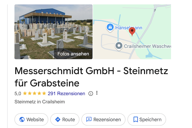 Fünf Sterne Google Bewertung der Messerschmidt GmbH