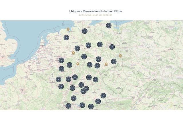 Interaktive Deutschlandkarte von Grabsteinen der Messerschmidt GmbH
