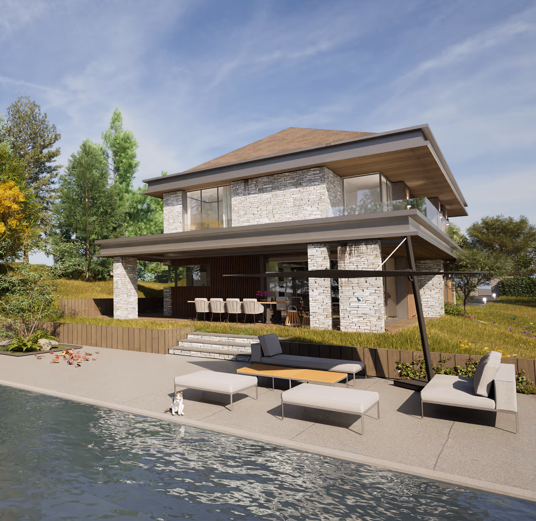 Villa contemporaine Garden à Annecy – Design intérieur & extérieur par 580 Rive Est