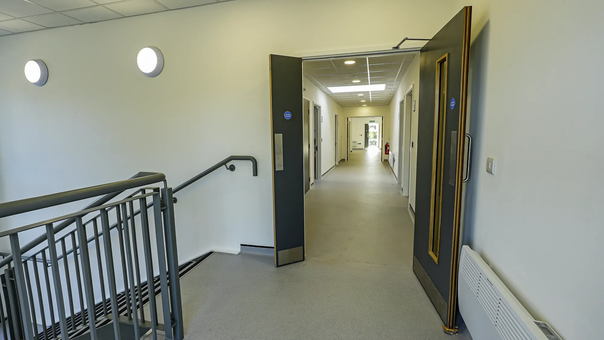 Rooks Heath, Harrow: circulation corridor and stair in the new teaching block