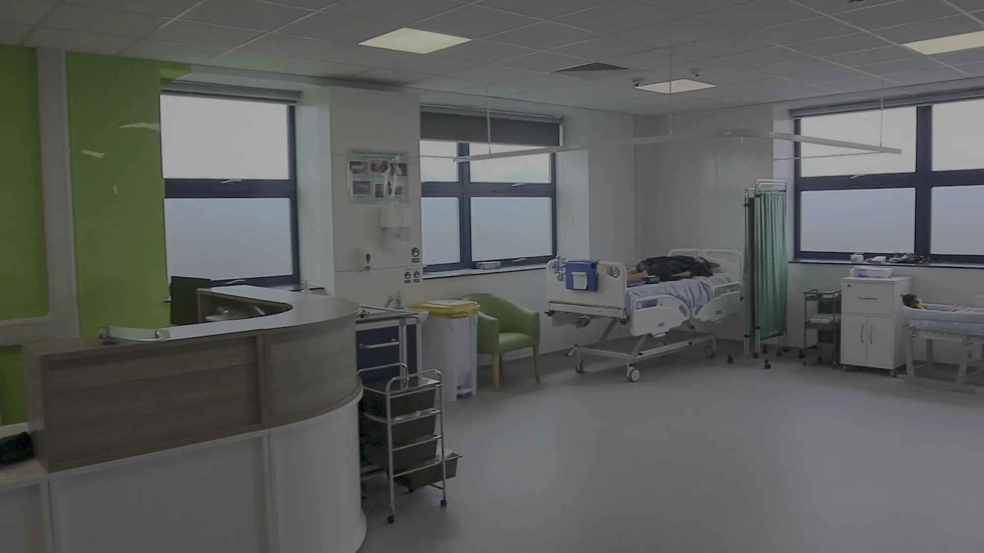 New College Swindon: training ward with nurses station and clinical equipment