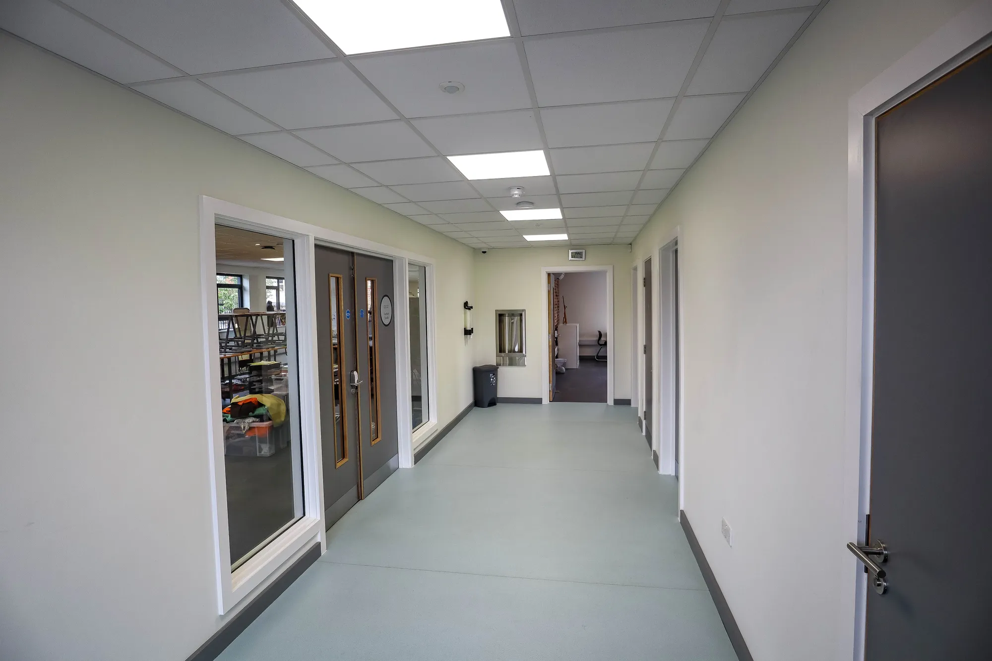 Big Creative Academy, London: corridor linking the fashion studios