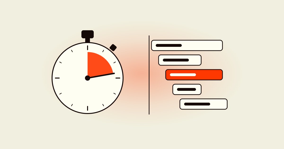 Illustration of a stopwatch next to a page loading waterfall
