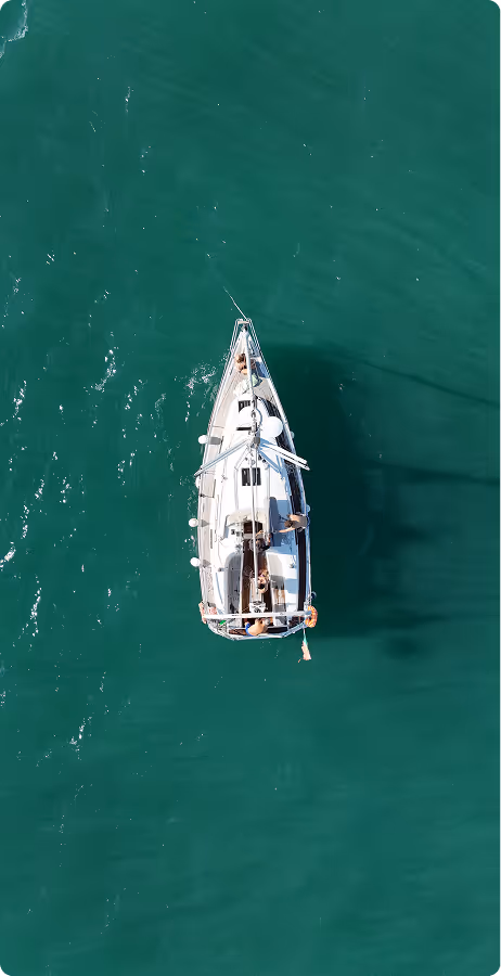Drone view of the top of the boat
