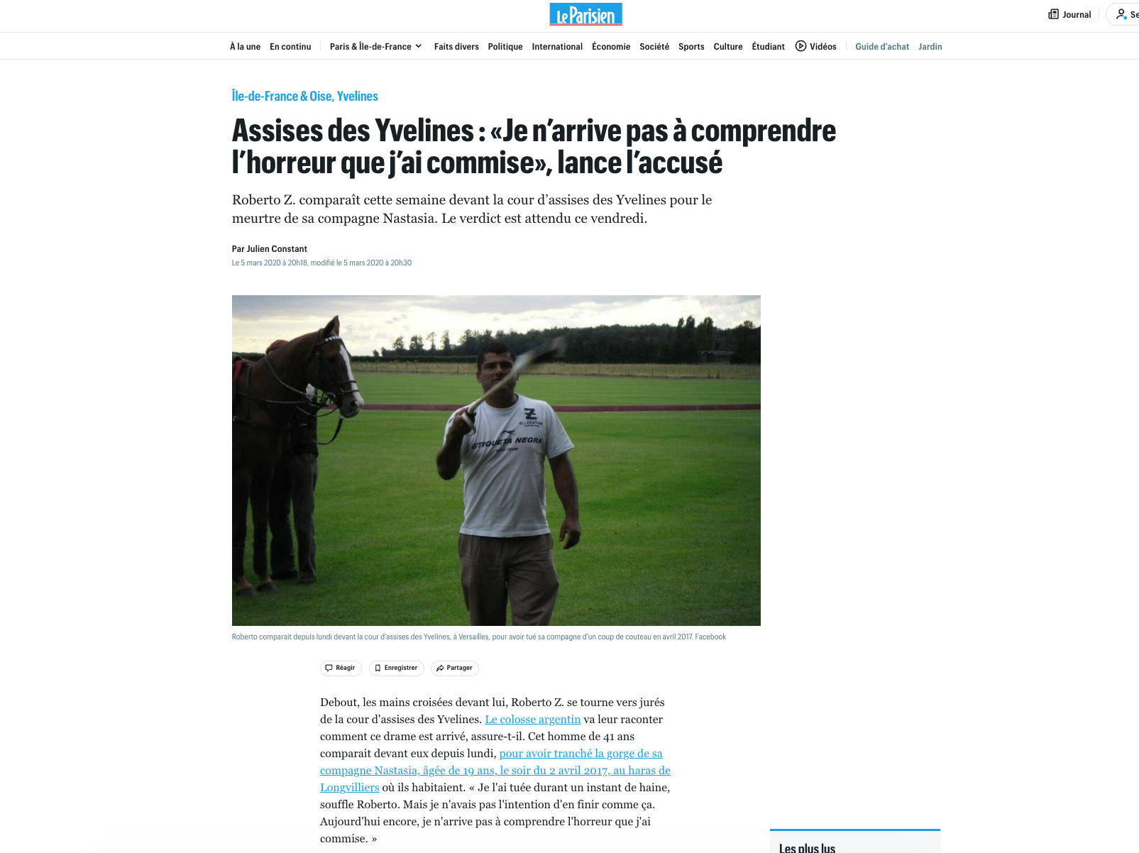 Aperçu de l’article du Parisien