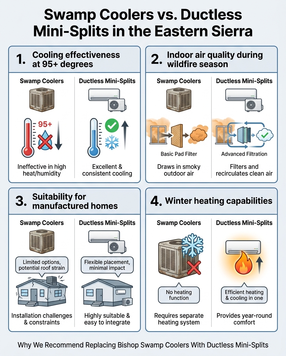Swamp Coolers vs. Ductless Mini-Splits in the Eastern Sierra