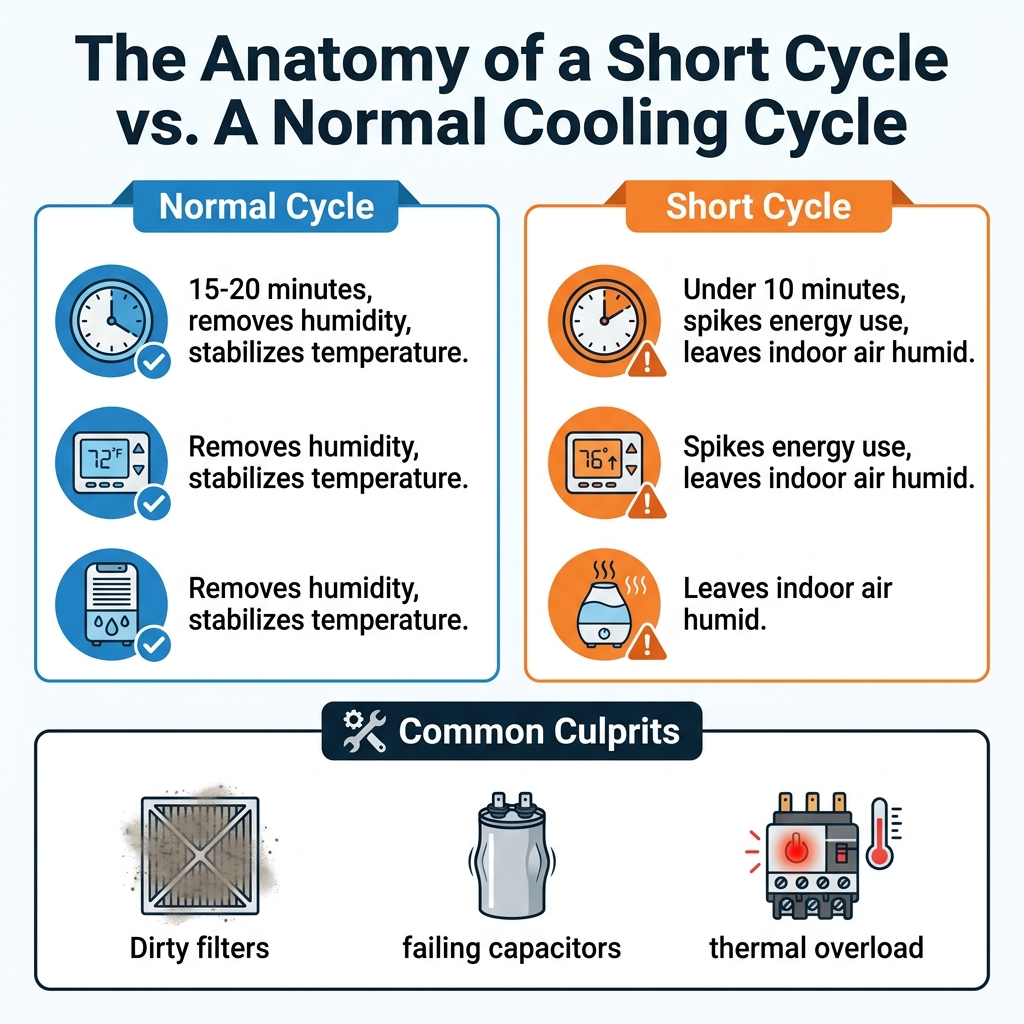 The Anatomy of a Short Cycle vs. A Normal Cooling Cycle