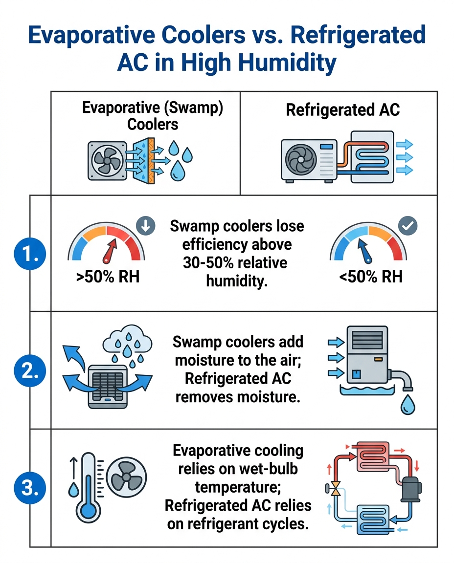 Evaporative Coolers vs. Refrigerated AC in High Humidity