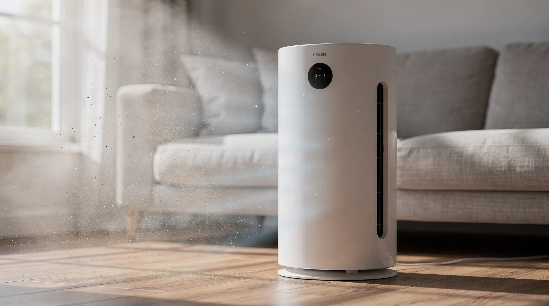 An air purifier cleans indoor air by removing pollutants such as dust, allergens, pet dander