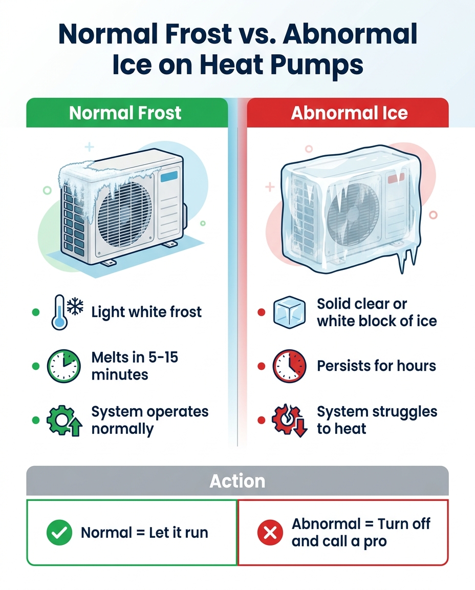 Normal Frost vs. Abnormal Ice on Heat Pumps