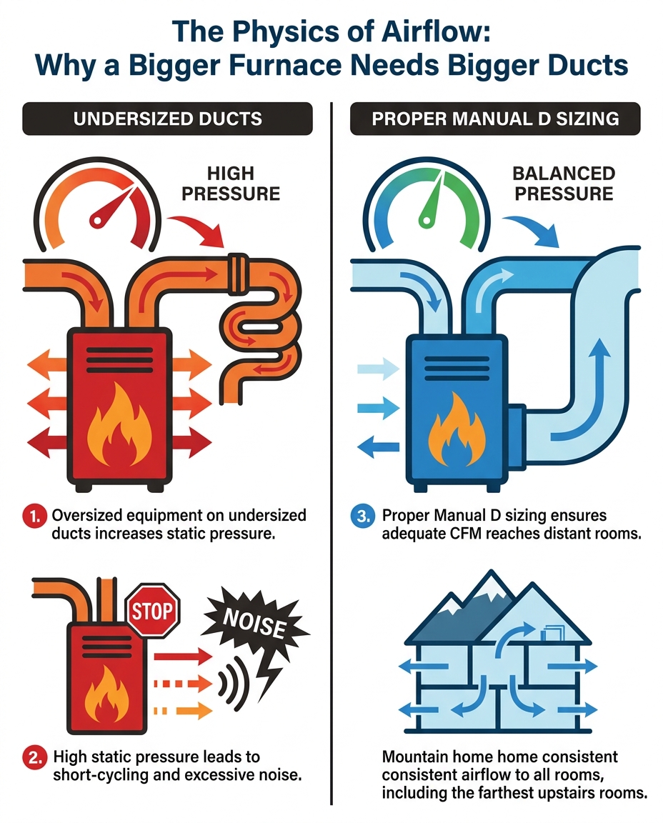 The Physics of Airflow: Why a Bigger Furnace Needs Bigger Ducts