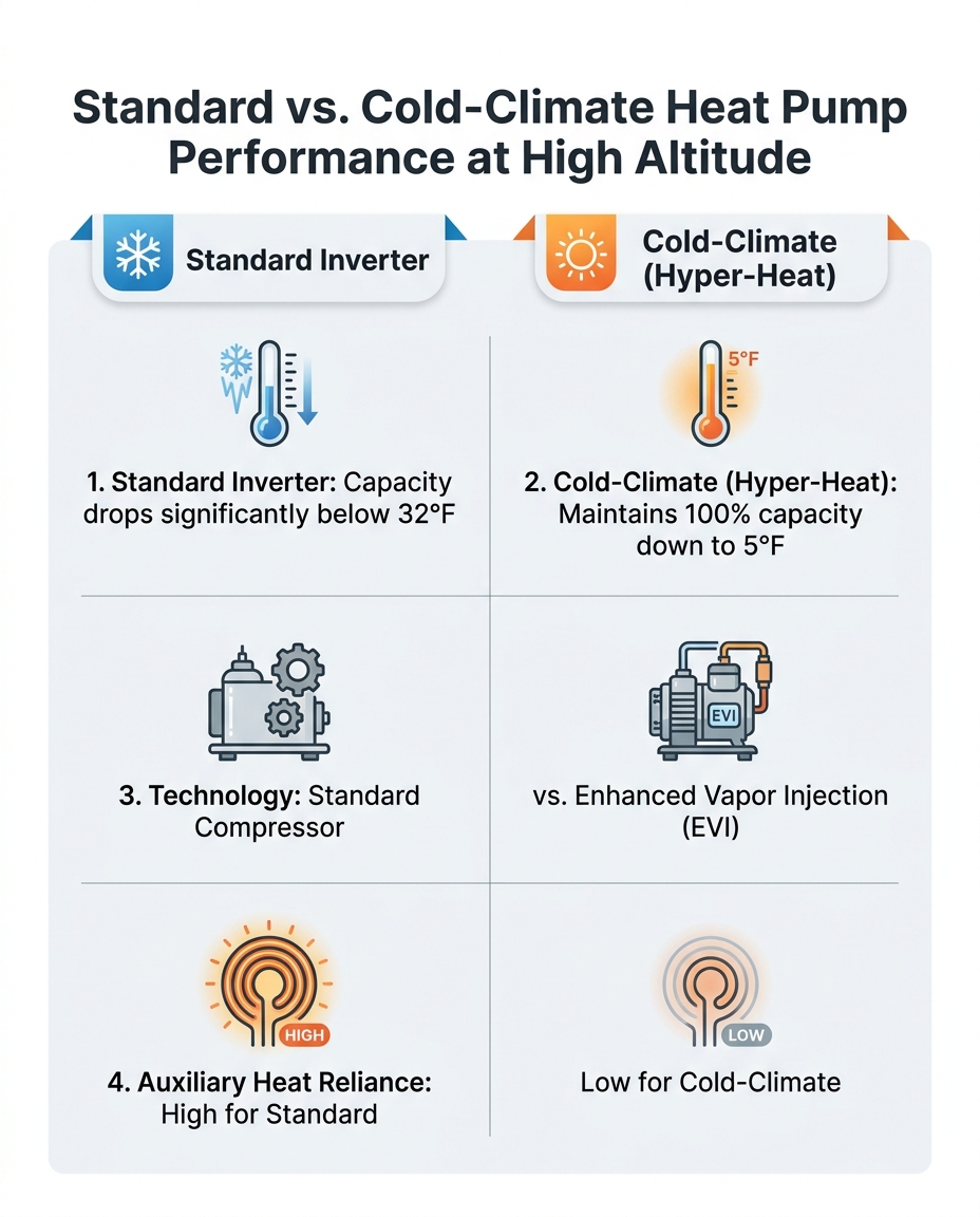 Standard vs. Cold-Climate Heat Pump Performance at High Altitude