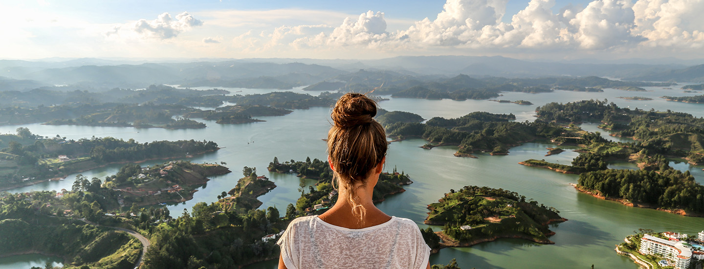 Emily overlooking Guatape, Colombia