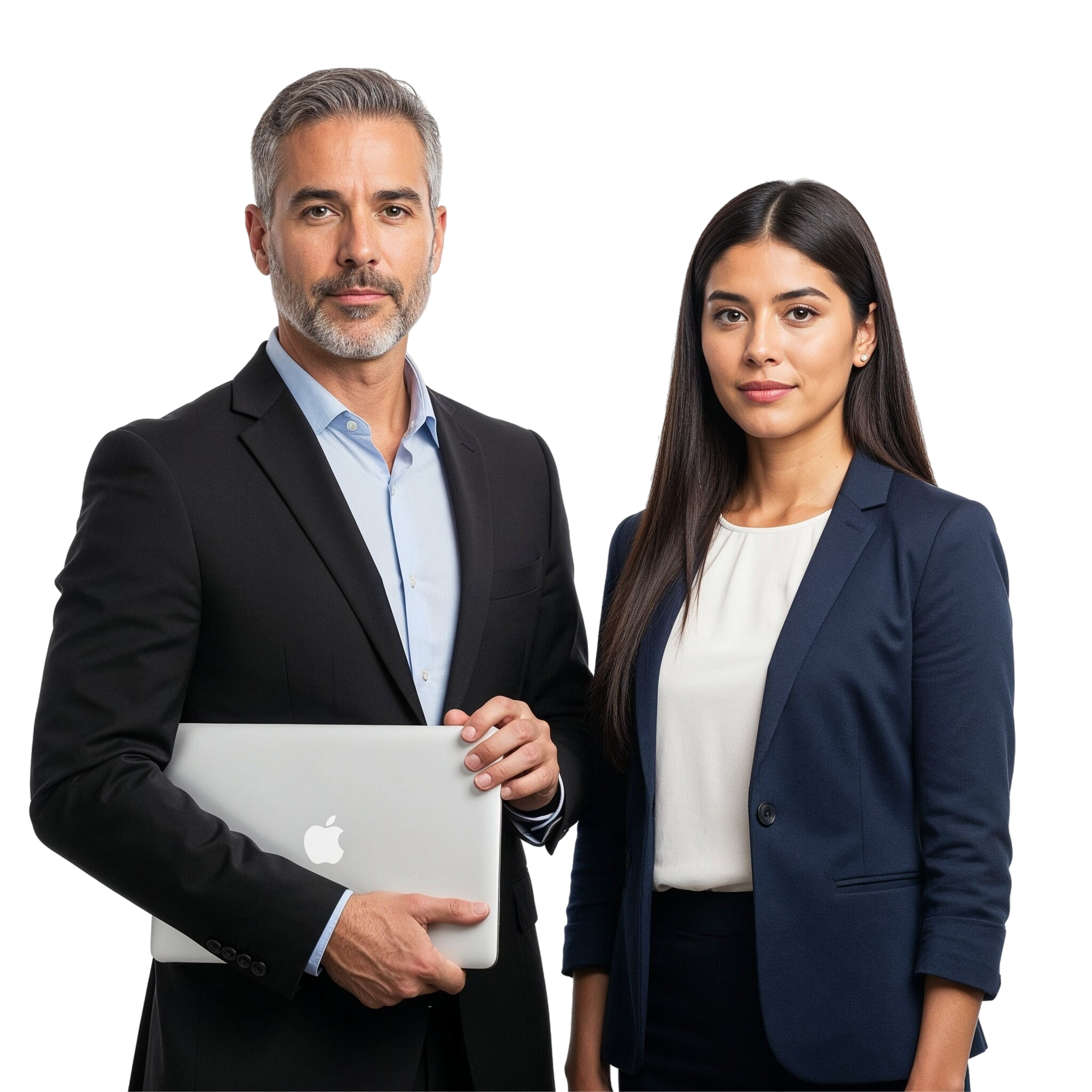Two business professionals in suits.