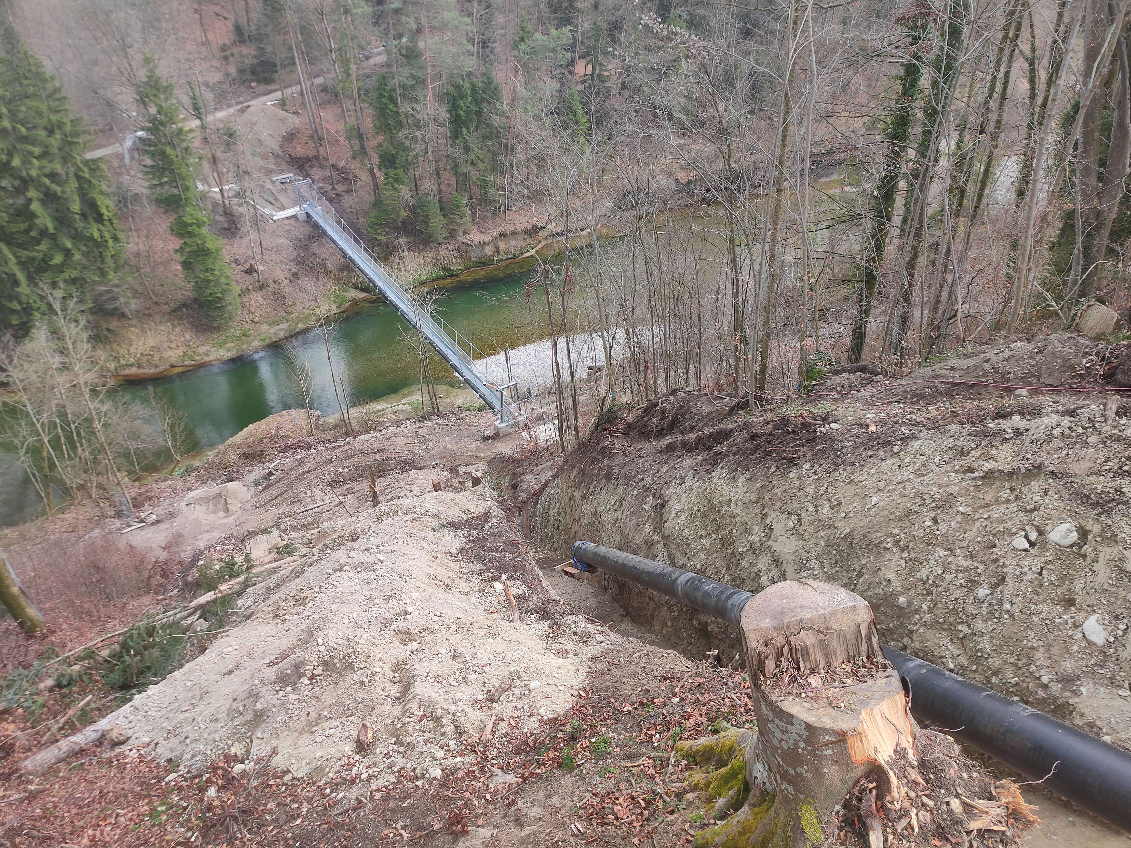 Besichtigung Hängebrücke Wärmeverbund Jonschwil
