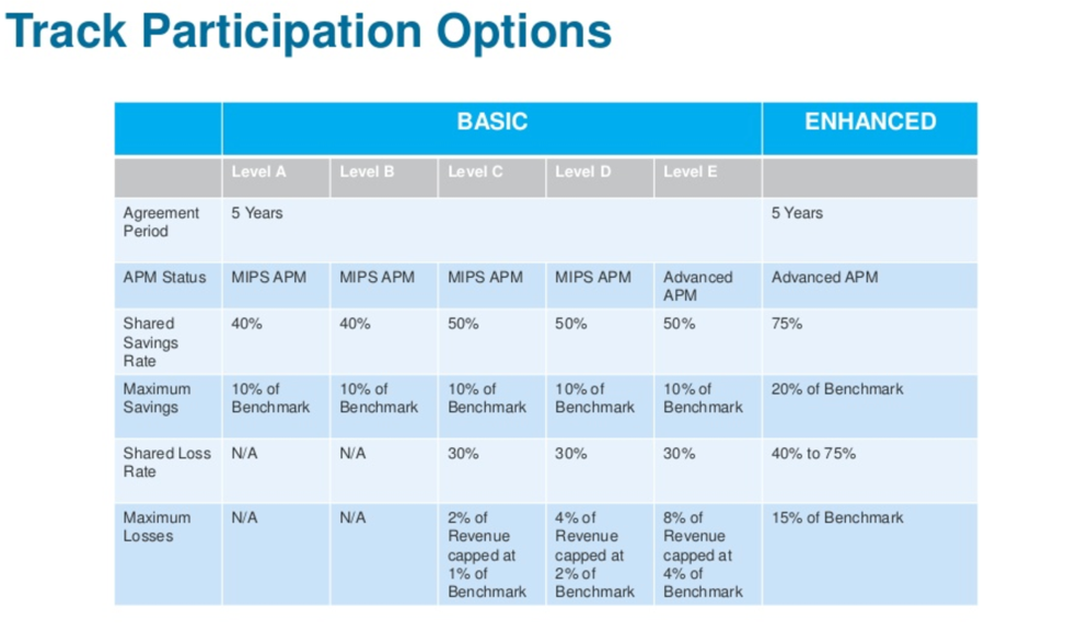 Summary of new MSSP track options