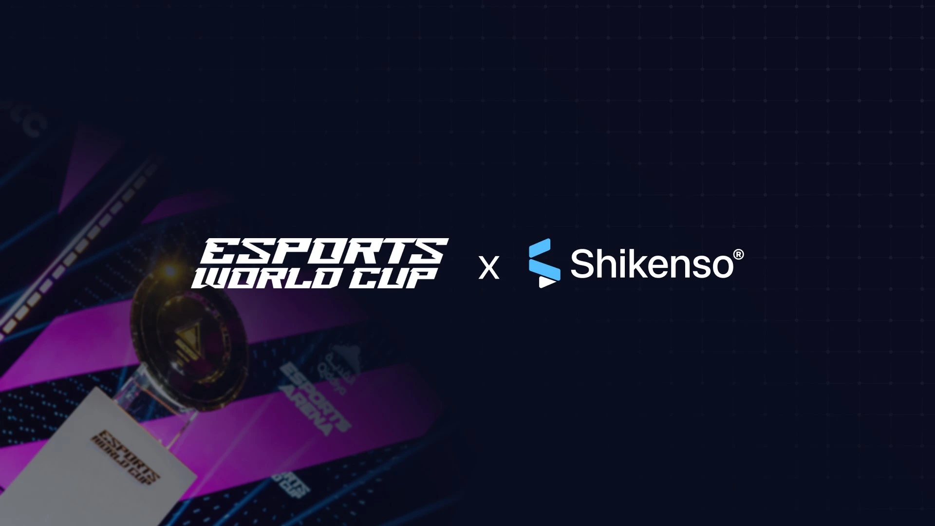 This image displays the logos of Shikenso and the Esports Worldcup (EWC), displaying their newly formed partnership