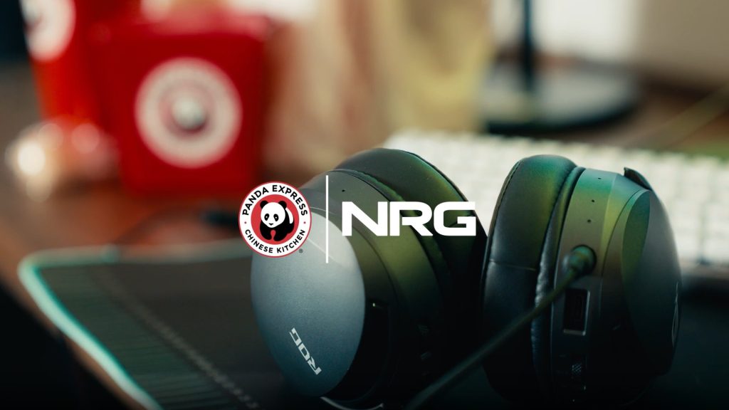 Panda Express and NRG partnership branding on gaming headset, representing the brand's 2024 Rocket League esports debut. Credit: NRG, Panda Express.