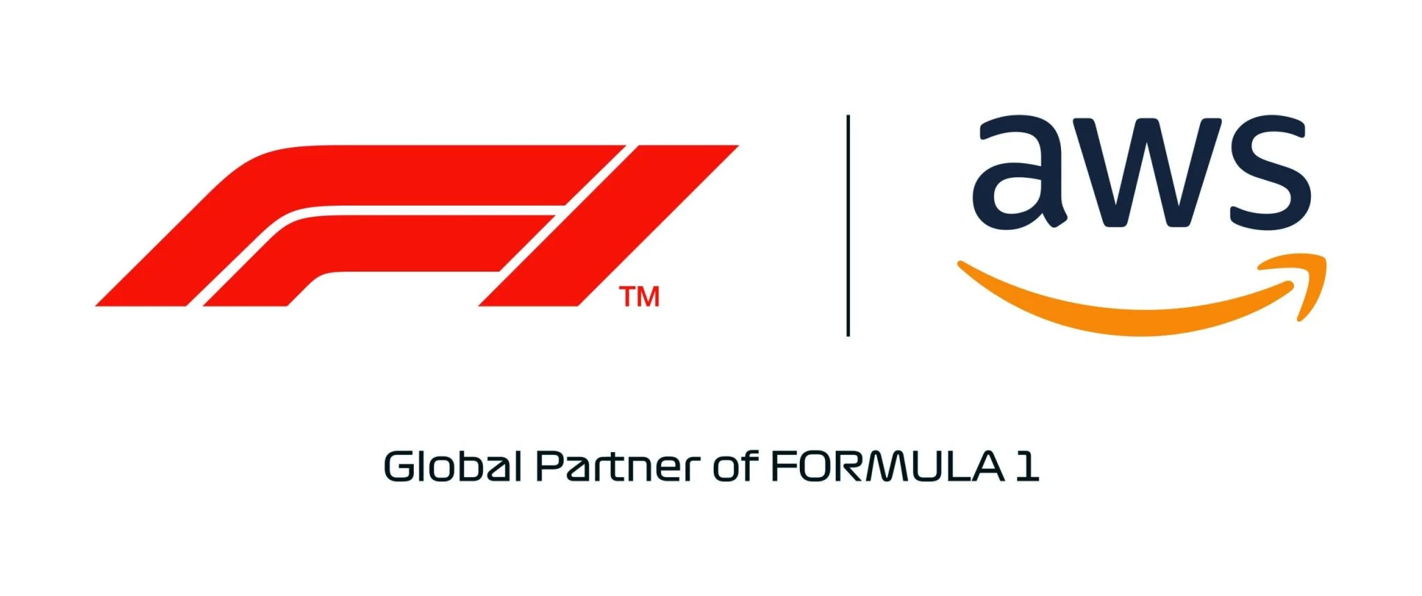Formula 1 and AWS co-branded logo lockup captioned "Global Partner of Formula 1".