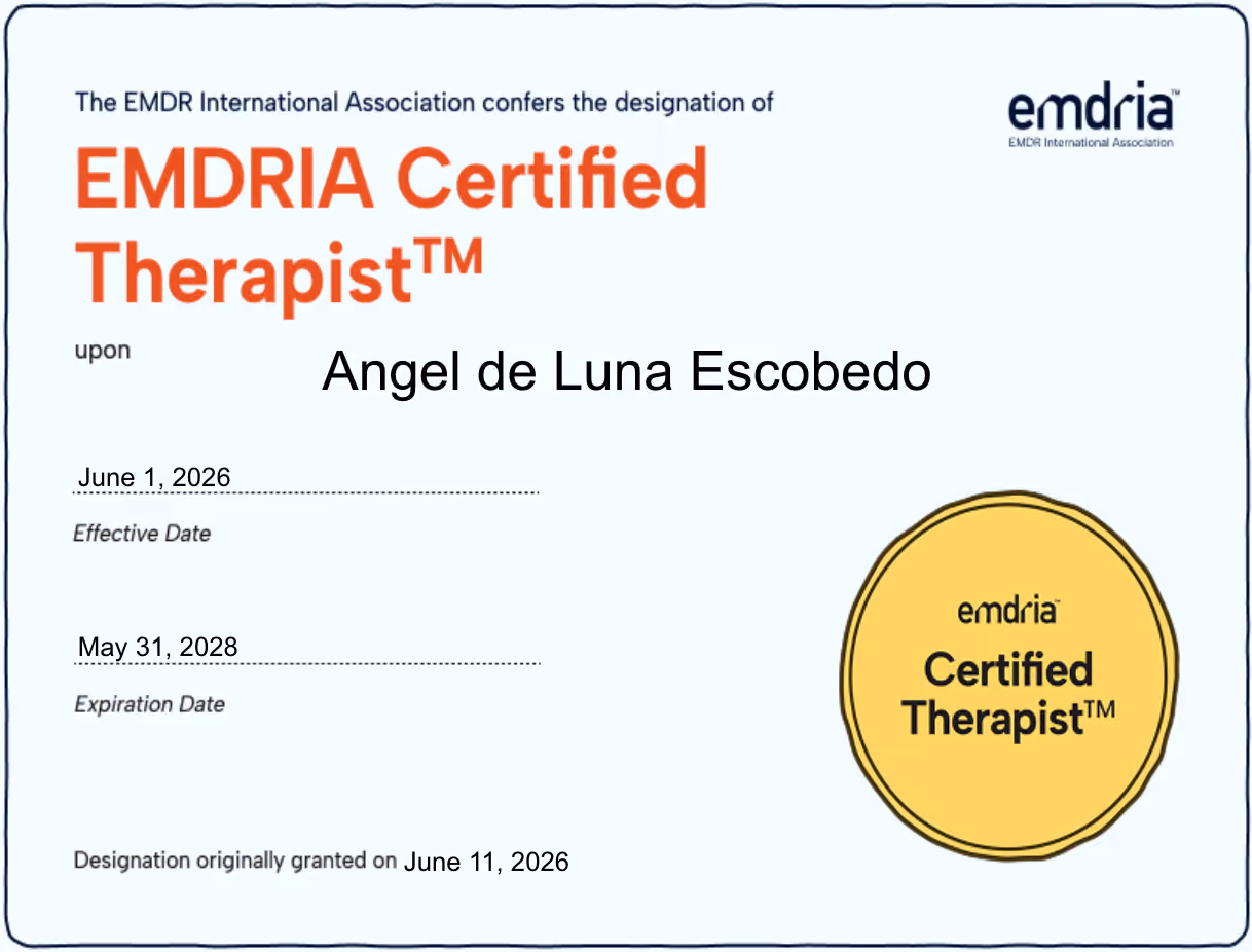 Angel de Luna Escobedo at Angel de Luna Healing Arts in San Diego, CA is an EMDRIA Certified Therapist™ and EMDRIA Approved Consultant-in-Training™.