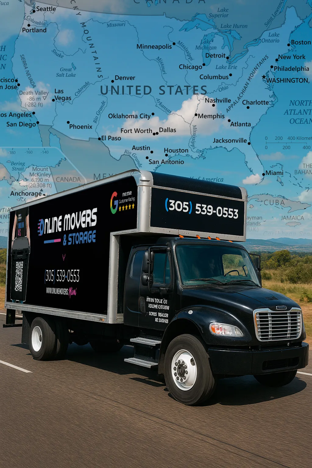 a black truck on the road