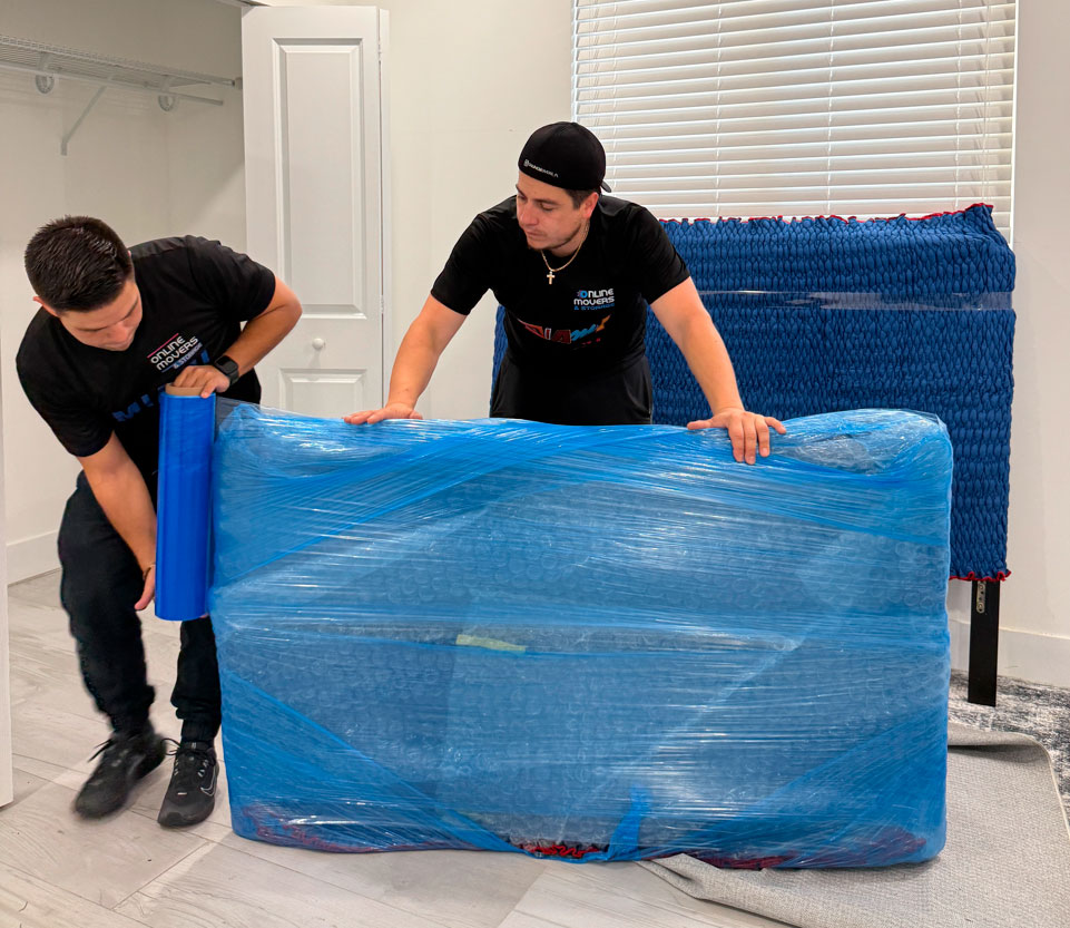Mudador profesional de Online Movers con camión de mudanzas